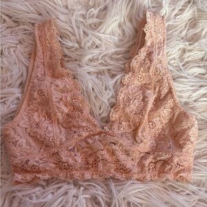 Paxton Peach Floral Lace Bralette Size Medium